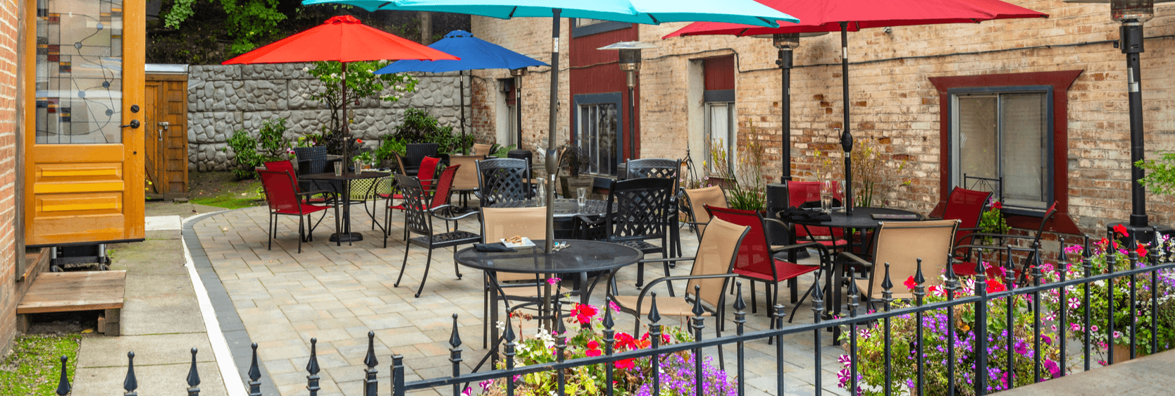 colorful patio seating in Wallace Idaho